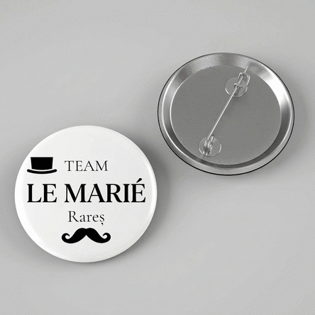 Badge personnalisé avec inscription - Mariage