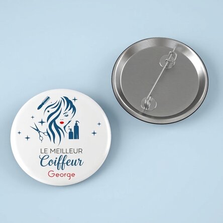 Badge personnalisé avec message - Le meilleur coiffeur