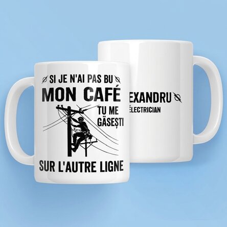 Tasse personnalisée avec inscription pour électriciens - Haute tension