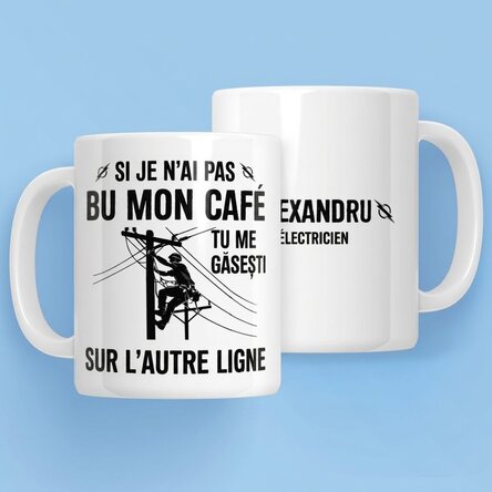 Tasse personnalisée avec inscription pour électriciens - Haute tension