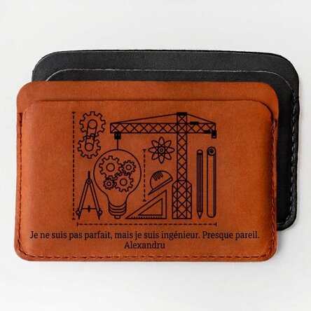 Portefeuille en cuir personnalisé avec un message - Ingénieur
