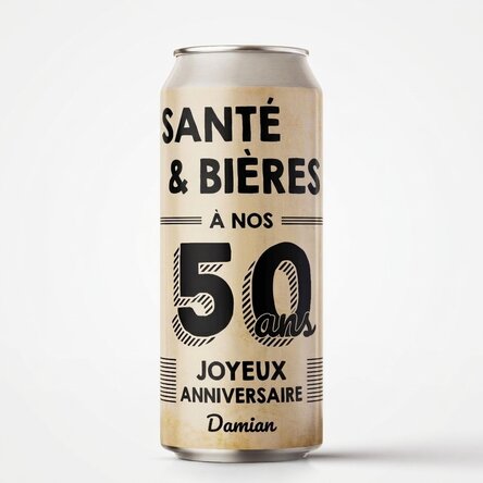 Bière en canette personnalisée avec un texte - Cheers & Beers