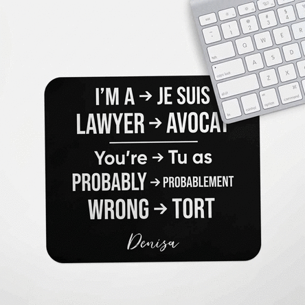 Tapis de souris personnalisé avec un message pour un avocat