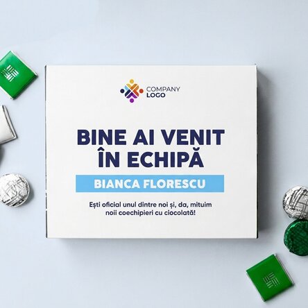 Boîte de bonbons personnalisée avec un message et un logo pour les employés