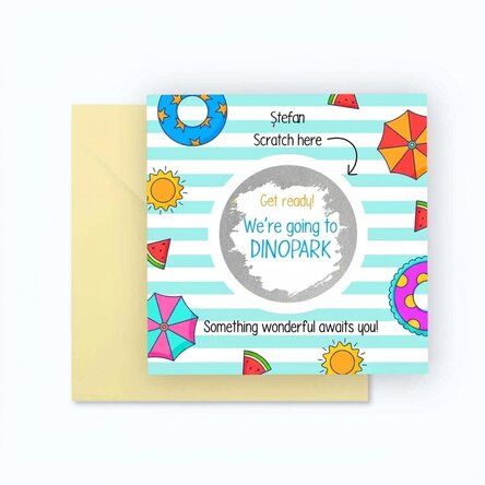 Carte à gratter personnalisée avec message - Vacances d'été
