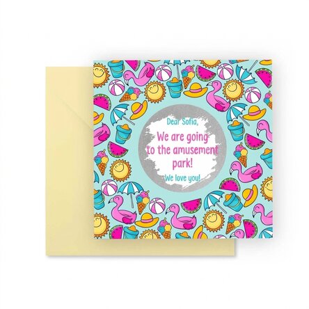 Carte à gratter personnalisée avec texte - Vacances