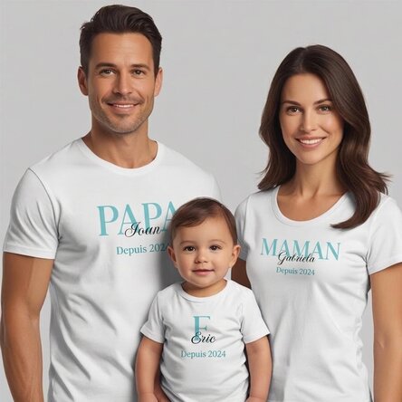T-shirt en coton pour enfants/adultes personnalisé avec un texte - Family