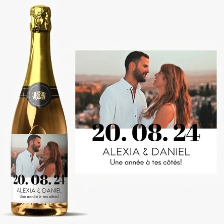 Vin mousseux personnalisé avec une photo et un texte - Anniversaire