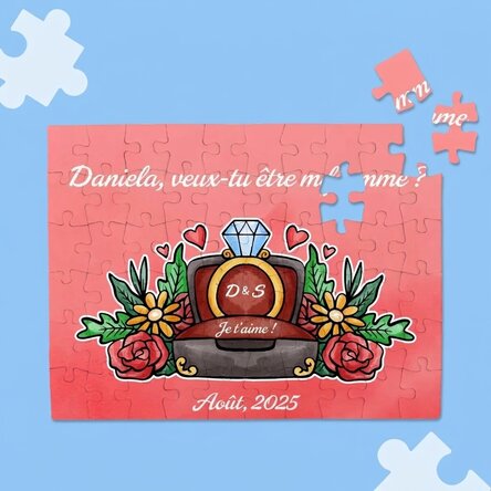 Puzzle personnalisé avec inscription - Bague de fiançailles