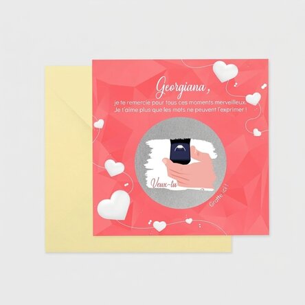 Carte à gratter personnalisée avec texte - Demande en mariage