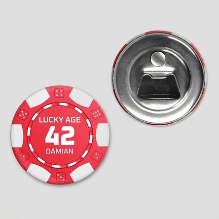 Décapsuleur à aimant personnalisé avec message - Jeton de poker