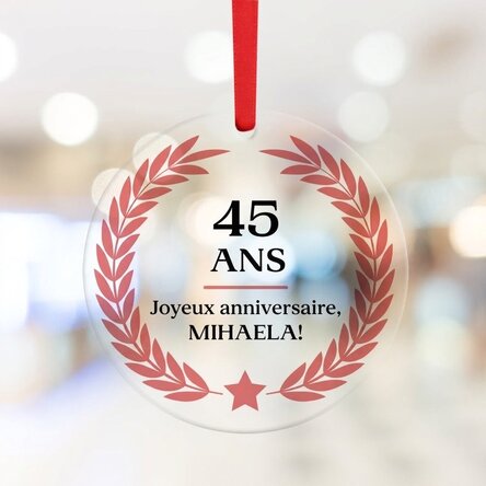 Décoration ronde personnalisée avec le texte « Joyeux anniversaire ! »