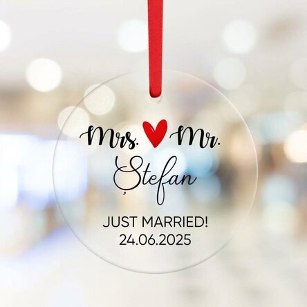 Ornement rond personnalisé avec inscription - Mr & Mrs
