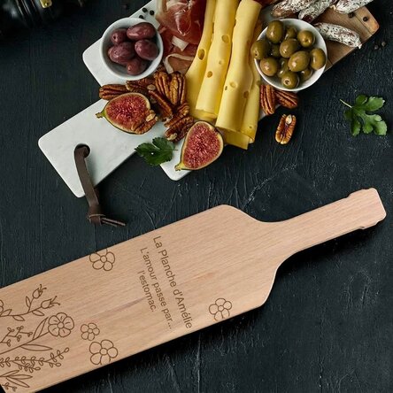 Planche à découper le fromage en forme de bouteille personnalisé - Flowers