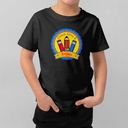 T-shirt en coton pour enfants personnalisé avec un texte - School Badge