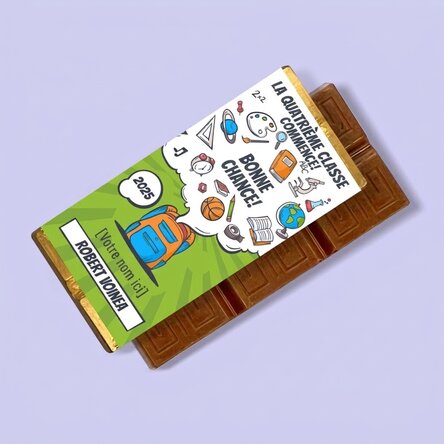 Mini-tablette de chocolat personnalisée avec un texte - Style bande dessinée « School »