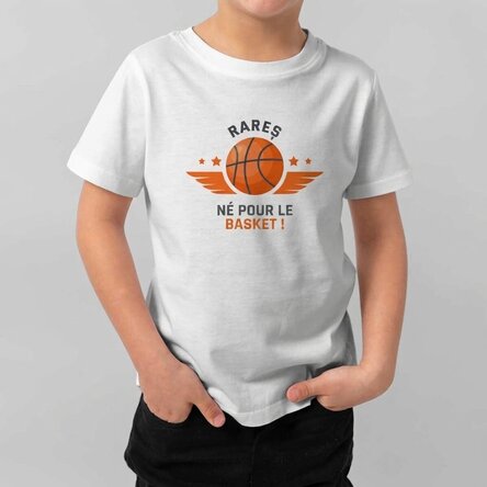 T-shirt en coton pour enfants personnalisé avec un message - Basket