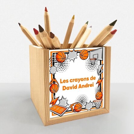 Porte-crayons personnalisé avec inscription - Basket