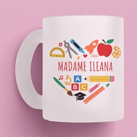 Tasse personnalisée avec un message pour les enseignants - Heart