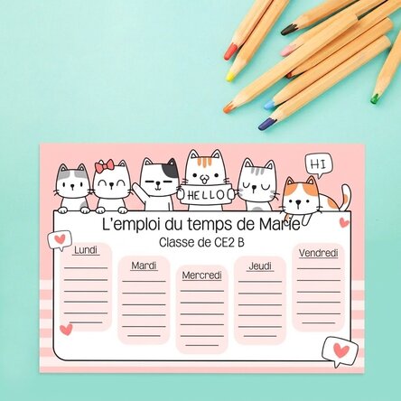 Emploi du temps personnalisé avec texte - Kitty