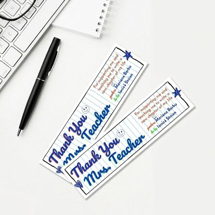 Marque-page personnalisé avec un message pour une enseignante - Papier pour cahier