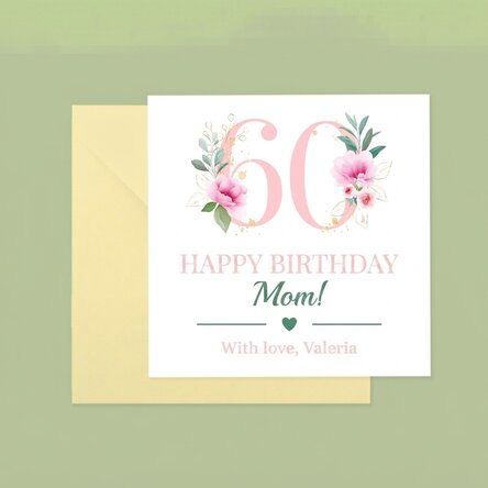 Carte carrée personnalisée avec texte - Fleurs