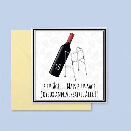 Carte carrée personnalisée avec texte - « Older but wiser »
