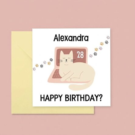 Carte carrée personnalisée avec texte - Cat