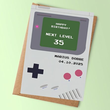 Carte personnalisée avec message - Gameboy