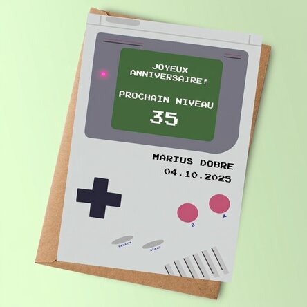 Carte personnalisée avec message - Gameboy