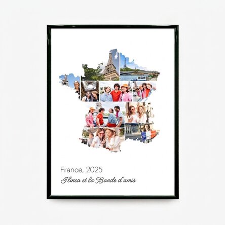 Tableau personnalisé avec 10 photos et un texte - France