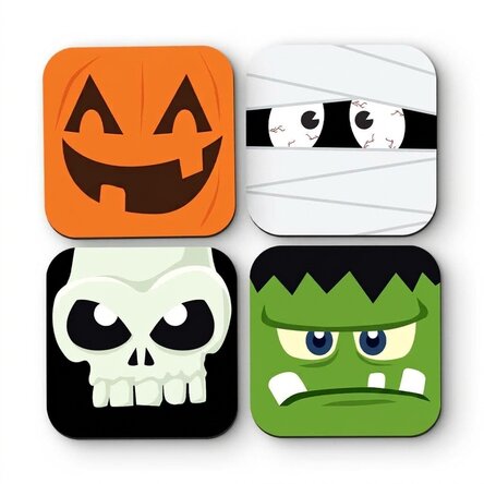Lot de 4 sous-verres personnalisés avec un texte - Halloween