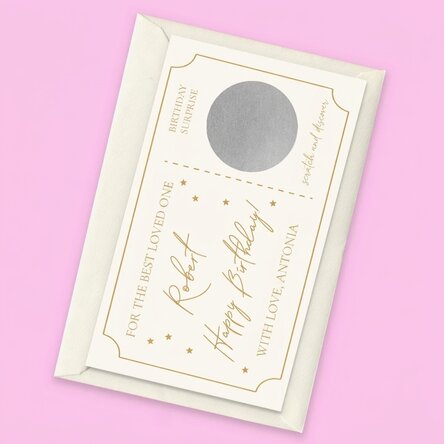 Carte à gratter personnalisée avec texte - Ticket