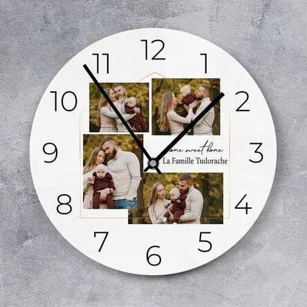 Montre personnalisée avec 4 photos et un texte - Home sweet home