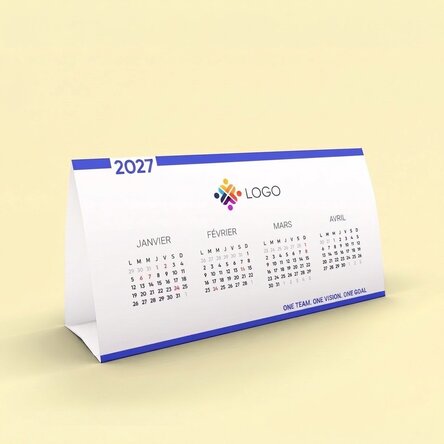 Calendrier de bureau personnalisé avec logo et message