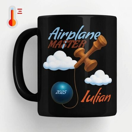 Tasse thermosensible personnalisée avec texte - Airplane Master