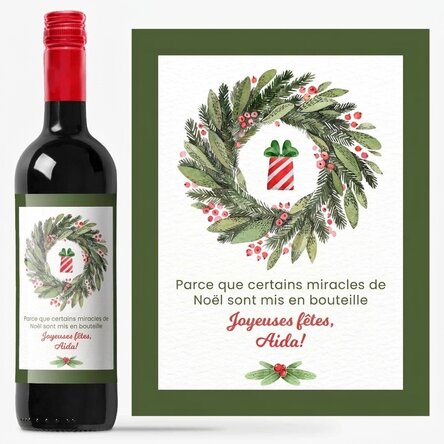 Vin personnalisé avec un message - Joyeuses fêtes !