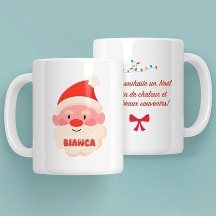 Tasse personnalisée avec un nom et un message - Joyeux Noël !