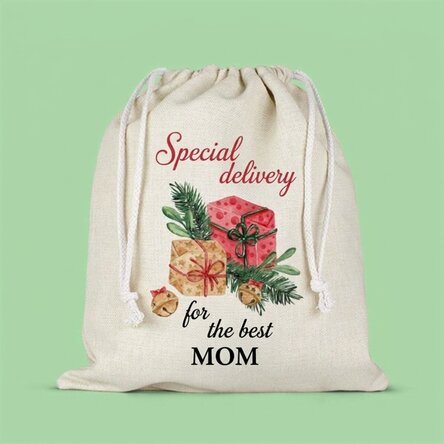 Petit sac cadeau moyen personnalisé avec un texte - Livraison spéciale