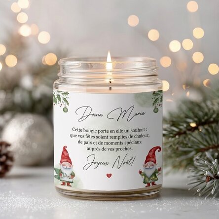 Grande bougie parfumée personnalisée avec un message - Les lutins
