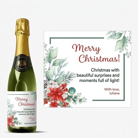 Bouteille moyenne de vin mousseux personnalisée avec un texte - Noël