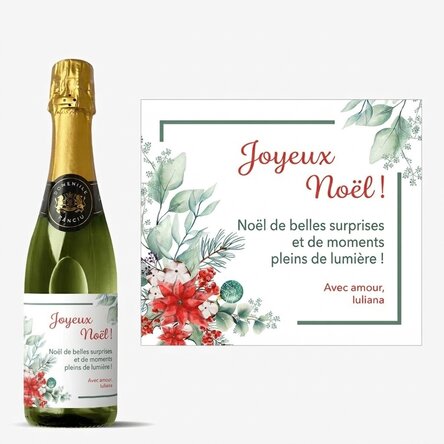 Bouteille moyenne de vin mousseux personnalisée avec un texte - Noël