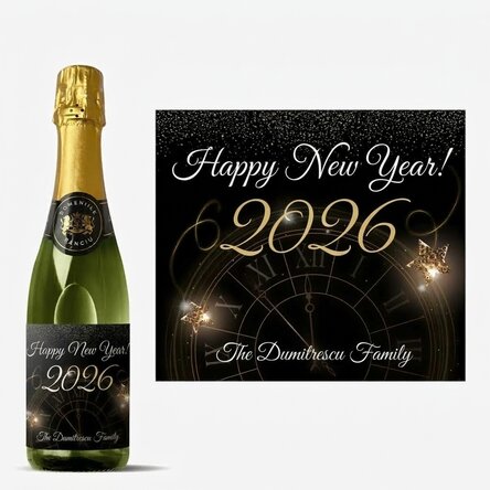 Bouteille moyenne de vin mousseux personnalisée avec un message - Nouvel An