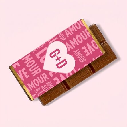 Mini-tablette de chocolat personnalisée avec des initiales - Cœur