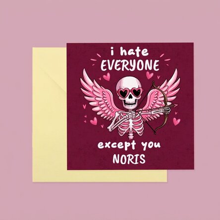 Carte carrée personnalisée avec le texte « Hate everyone »