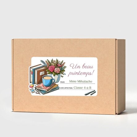 Boîte en papier kraft personnalisée avec un autocollant pour la maîtresse