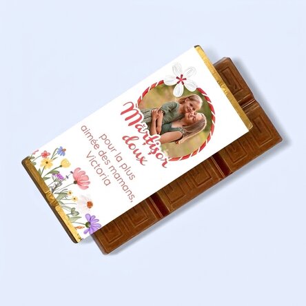 Mini-tablette de chocolat personnalisée avec un message et une jolie photo