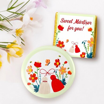 Coffret cadeau « martisor » avec mini-chocolat et pin's