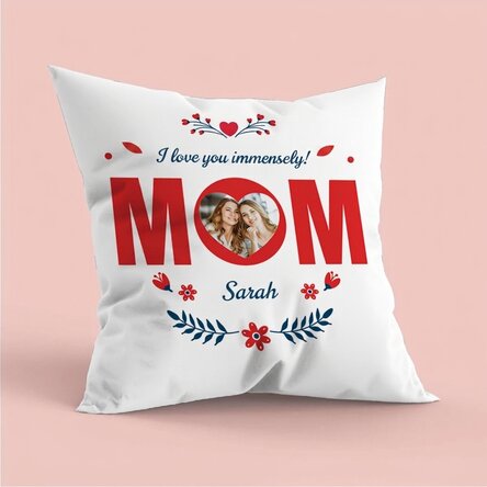 Coussin personnalisé avec photo et message - Maman