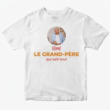 T-shirt en coton personnalisé avec photo et texte - Grand-père